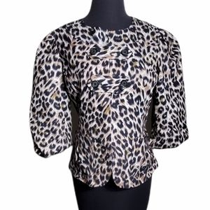 S&D cheetah print puff sleeve blazer size medium